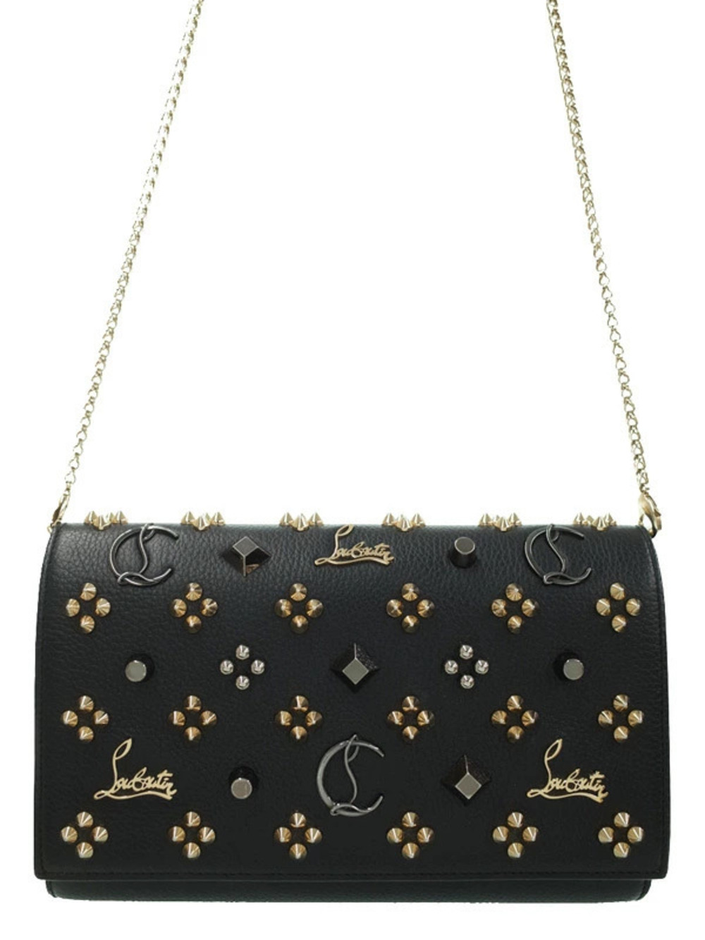 Christian Louboutin Paloma Clutch black leather metal spikes